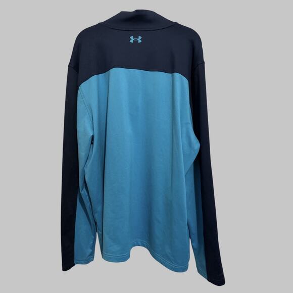 Under Armour Storm Golf 1/4 Zip Blue Color Block Soft Warm Pullover Shirt Sz XXL - Picture 2 of 9